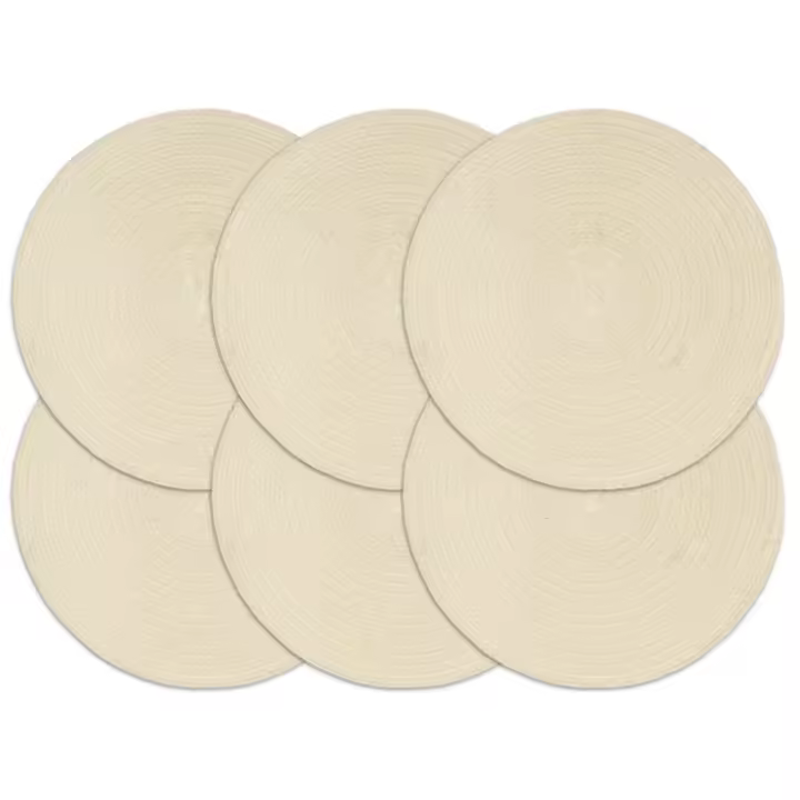 vidaXL Manteles individuales redondos 6 uds algodón natural liso 38 cm - 1