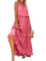 Vestido De Verano Para Mujer Con Camisola Y Falda Larga Estilo Europeo Y Americano Sin Mangas Cuello Redondo Polyester Spandex - details 17