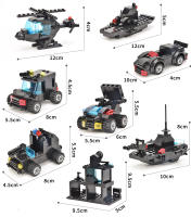 HUIQIBAO SWAT Camión De La Estación Policial Bloques De Construcción Modelo Para Niños Juguetes Educativos Helicóptero Y Coche De Figuras De La Ciudad - details 4