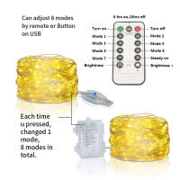 Luces De Fairy LED De 5M/10M/20M Con Control Remoto Y Batería USB Lámparas De Cobre Para Decoración De Fiestas Y Bodas - details 3