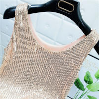 Chaleco De Noche Con Lentejuelas Para Mujer Estilo De Calle Blanca Brillante Poliéster Talla Regular Top De Verano 2022 - details 24