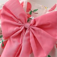 Conjunto De 2 Piezas Vestido De Verano Para Niñas Estilo Nuevo Con Sombrero Y Lazo Splice Lemon Imprimir Encaje Sin Mangas Longitud De Pierna Vestido De Niñas - details 5