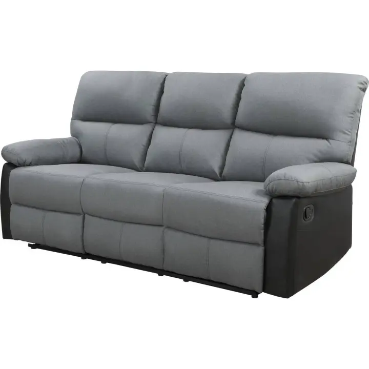 Sofá reclinable 3 plazas "Lincoln" - Color negro/Gris oscuro - 1