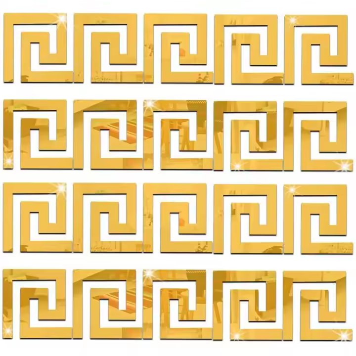 3D espejo etiqueta de la pared removible autoadhesivo acrílico azulejo calcomanías arte DIY decoración hogar Oficina pared pie línea papel pintado bordes línea (oro, 20) - 1