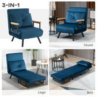 Sofá Cama Reclinable Función Cama de invitados Cama de terciopelo Respaldo ajustable Azul 63x73x81cm - details 5