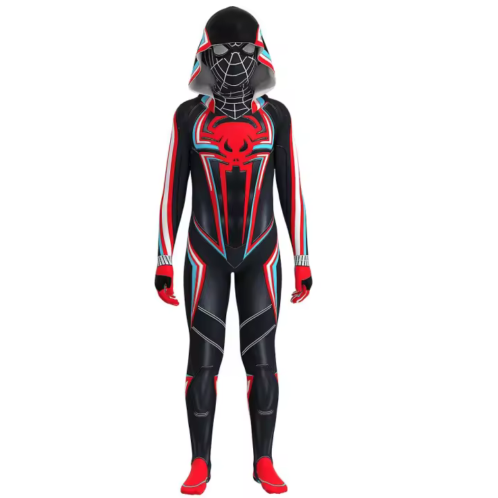 Disfraz de Spider-man para niños, mono con capucha para Halloween, traje de vestir elegante, regalos A - 1