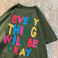 Camiseta De Algodón Para Hombre Every Thing Will Be Okay Estilo Casual Veraniego Cuello Redondo Suelto Moda Breathability - details 28