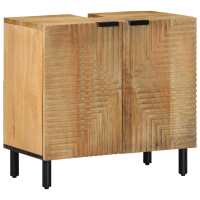vidaXL Armario de lavabo de baño madera maciza mango marrón 62x33x58cm - details 0