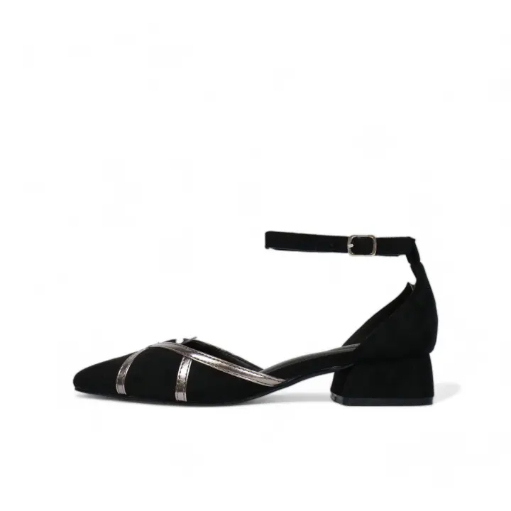 HLUNA Zapatos planos de mujer de Terciopelo con decoración dorada talón cerrado con pulsera al tobillo YZ24-030 - 1