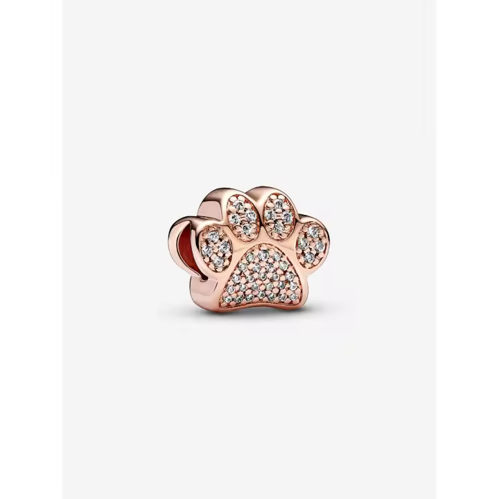 Pandora - Charm with huella de pata brilliant-Baño de Gold Rose de 14 K - 1
