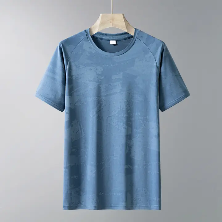 Camiseta De Manga Corta Para Hombre Con Marca Personalizable Tela De Malla De Seda Hielo Transpirable Cuello Redondo Estilo Casual - 1