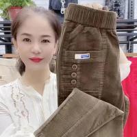 Pantalones Casuales Para Mujer Talla Grande Con Bolsillos Y Volantes Estilo Vintage Ajuste Suave Para Primavera Otoño Invierno - details 2