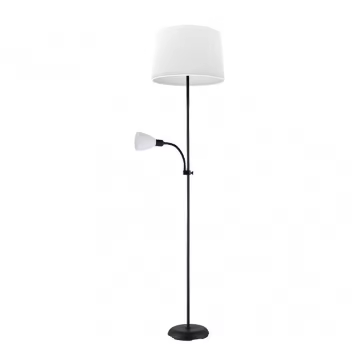 FABRILAMP 175242009 | Pie De Salon Rilon 1xe27+1xe14 C/lector Negro  Pantalla Blanca 175,5x40x40 Cm - 1