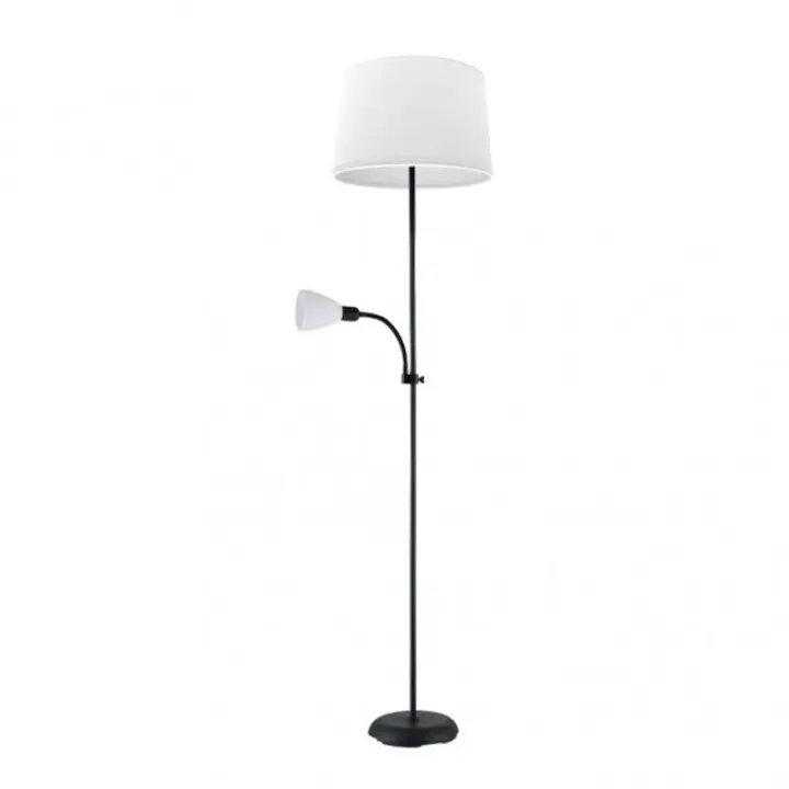 FABRILAMP 175242009 | Pie De Salon Rilon 1xe27+1xe14 C/lector Negro  Pantalla Blanca 175,5x40x40 Cm - 1