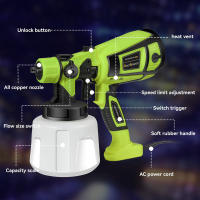 1400ML PISTOLA DE PULVERIZACIÓN eléctrica, aerógrafo con revestimiento de acero, pintura, 5 boquillas, adecuado para muebles, armario, valla, puerta de pared, obras de bricolaje,1000W - details 5