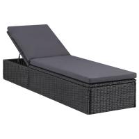 vidaXL Tumbona de ratán sintético en color Negra y gris oscuro/Marrón y gris oscuro - details 0