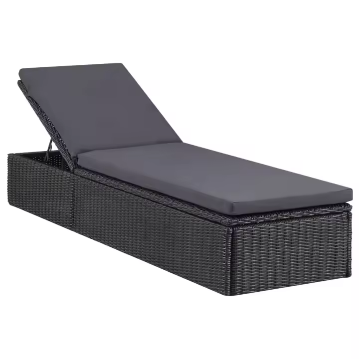 vidaXL Tumbona de ratán sintético en color Negra y gris oscuro/Marrón y gris oscuro - 1