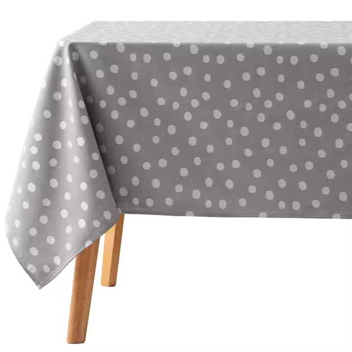GAMUSI - Mantel antimanchas rectangular jacquard, impermeable, tacto tela, caída natural, algodón combinado diseño a puntitos POINT - 1