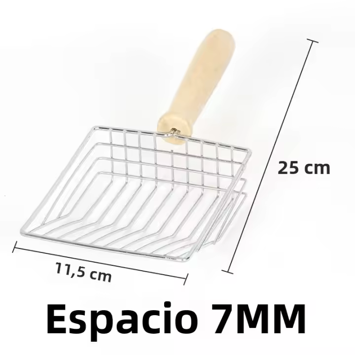 Shovel De Arenero Para Gatos Con Mango De Madera Y Gancho Portátil Escobilla De Acero Inoxidable Herramienta De Limpieza Para El Toilete De Gatos - 1