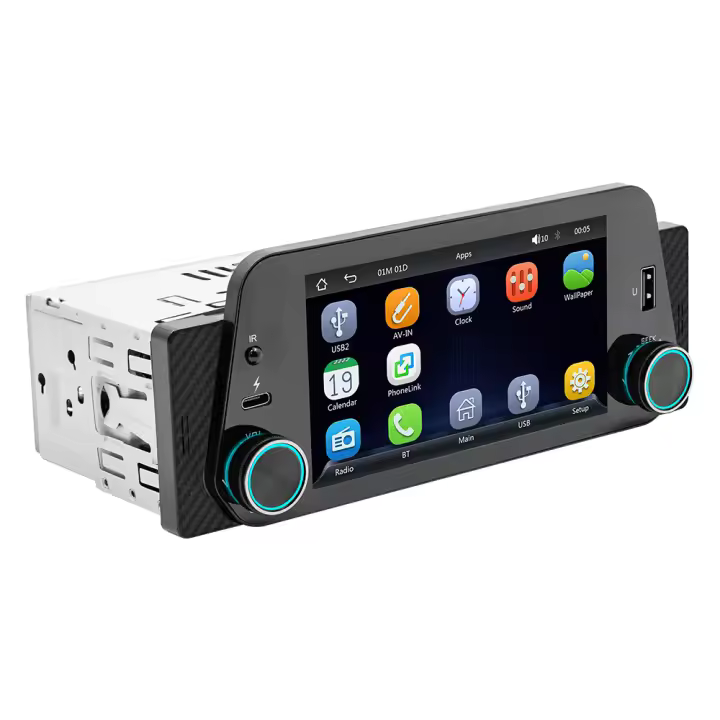 Reproductor Multimedia Para Coche 1Din Pantalla Táctil De 5 Pulgadas Soporte Carplay Y Android Auto Navegación Mirrorlink Entrada Retrovisora Universal - 1