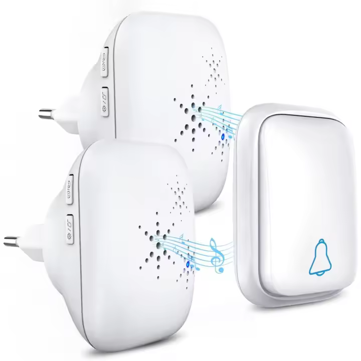 Timbre Inalámbrico Sin Pilas para Exterior Resistant To Agua con 2 Receptores IP68 150m Alcance 4 Niveles de Volumen 37 Tonos de Timbre para Puerta - 1