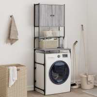 vidaXL Armario de Lavadora Estantería de Almacenaje Baño Colada Roble Ahumado Color Roble Sonoma,  Roble ahumado,  Gris sonoma y mas - details 2