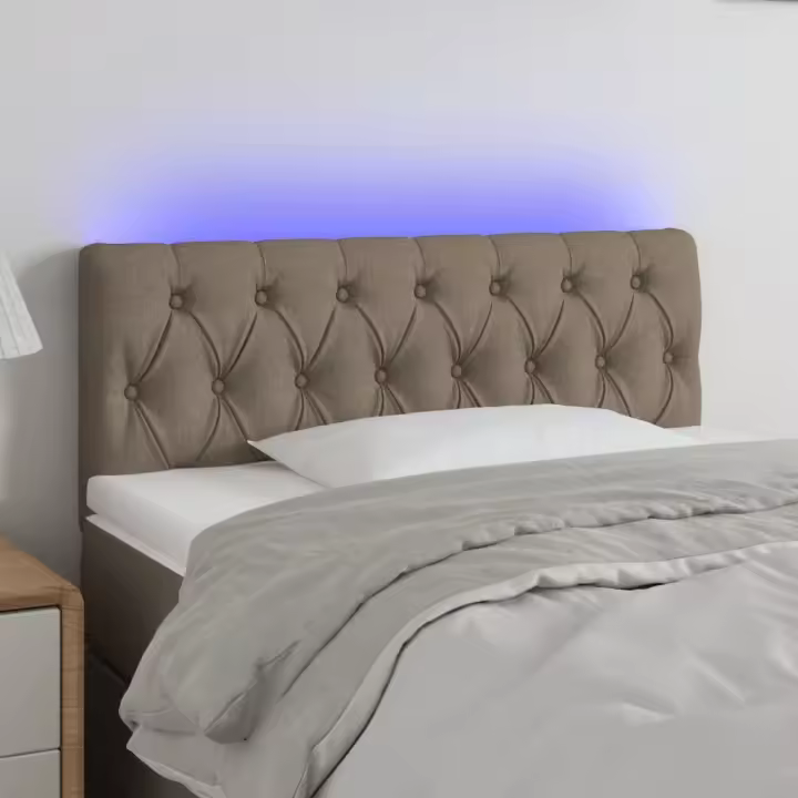 vidaXL Cabecero con LED de tela gris taupe 90x7x78/88 cm - 1