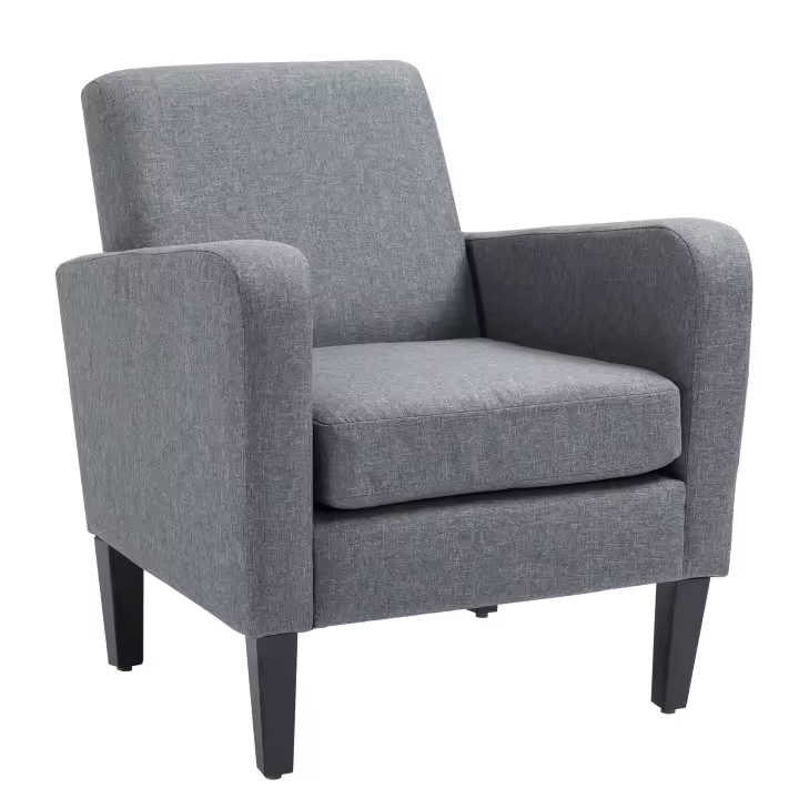 Chaise longue individual tapizada, patias de Madera, canvas de Linen, Claro gris, 66x72x74 cm - 1