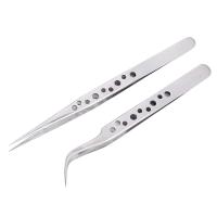 2Pcs Aretes De Precisión De Acero Inoxidable Antiestáticos Para Reparación De Teléfonos Herramientas Curvadas Y Rectas Para Electrónica Industrial - details 0