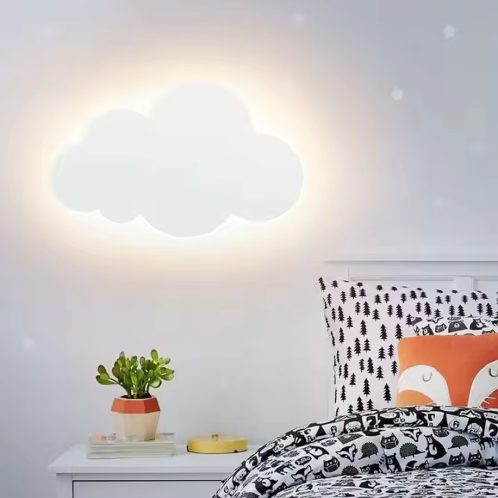 PORCHEDDU Aplique de pared - Luz nublada - Para interior - Moderno - Pantalla acrílica with lámparas LED Integradas-Para habitación Infantil-Iluminación Cálida-Blanco [Clase de eficiencia energética A ++] - 1