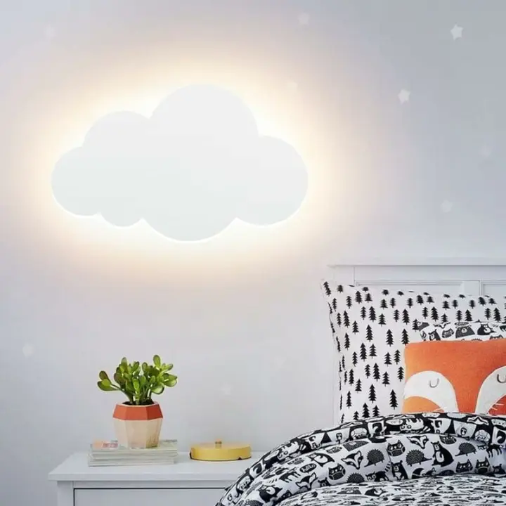 BIT Aplique de pared - Luz nublada - Para interior - Moderno - Pantalla acrílica with lámparas LED Integradas-Para habitación Infantil-Iluminación Cálida-Blanco [Clase de eficiencia energética A ++] - 1