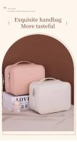 Bolso De Maquillaje De Cuero PU Capacidad Grande Doble Capa Transparente Organizador De Cosméticos Lujo Para Mujeres Viaje Esencial - details 8
