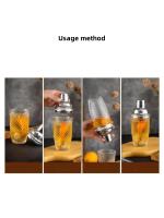 Juego De Cocacola De Vidrio Lujo Con Tapa De Acero Inoxidable Antifugas Y Strainer Para Hacer Martinis Y Mocktails Para Uso Doméstico Y Barra - details 3