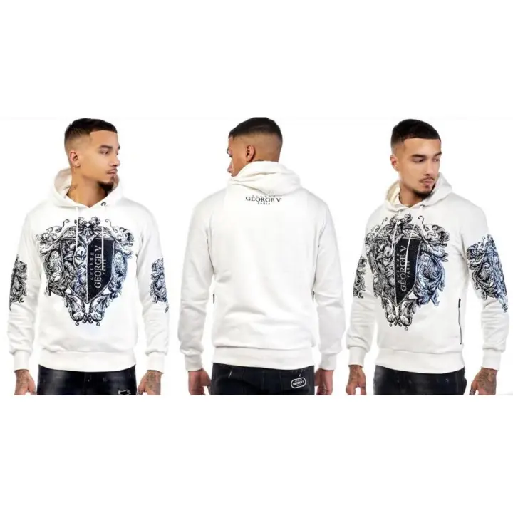 GEORGE-V Sudadera con Capucha LEÓN Y Lirio - GV2093 WHAITE. - 1
