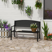 Outsunny Banco de Jardín de 2 Plazas Banco Exterior con Respaldo de Malla de Acero Carga 240 kg para Patio Terraza Balcón 127x60x87 cm Negro - details 1
