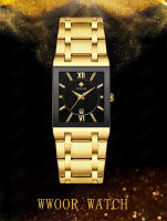 Reloj De Pulsera Masculino WWOOR 2024 Moda Lujo Quadrado Impermeable Diseño De Ginebra Cuarzo Reloj Masculino Con Numeros Romanos Y Cierre De Seguridad - details 0