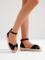 Sandalias de Esparto con Lazo y Correa al Tobillo, Alpargatas Planas Mujer, Conjunto Primavera Verano para mujer - details 3