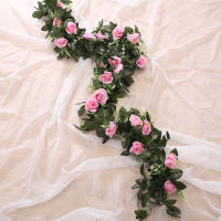 Vine De Rosas Artificiales De Seda Para Decoración De Pared Y Bodas Arreglo Floral Romántico Para Hogar Y Navidad Plantas Falsas Con Hojas - details 4
