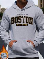 Sudadera De Capucha Estilizada Para Hombre Estilo Callejero Deportivo Casual De Otoño Y Invierno Cuello Redondo Sin Cierre Material Poliéster - details 7