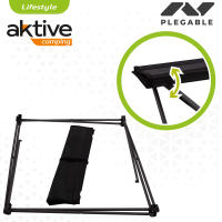 Aktive - Mesa plegable camping de tela, color negro, 61x50x51 cm, uso exterior, tablero removible, estructura plegable, soporta 30 kg, estructura de acero, tablero de poliéster, topes antivuelco, 2 posavasos con rejilla, incluye bolsa, mesa portátil - details 2