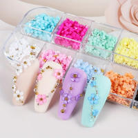 Adornos De Uñas 3D Flores Cinco Pétalos Colores Acrílicos Para Arte De Uñas Pack De 12 Cajas De 12 Piezas Por Caja - details 1