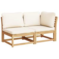 vidaXL Set de muebles de jardín 2 piezas con cojines madera acacia Crema, Gris oscuro, Conjunto Terraza Muebles Jardín Exterior Juego de Muebles de jardín Mueble Jardín Exterior Muebles de Salon Exterior - details 0