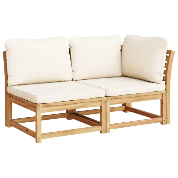 vidaXL Set de muebles de jardín 2 piezas con cojines madera acacia Crema, Gris oscuro, Conjunto Terraza Muebles Jardín Exterior Juego de Muebles de jardín Mueble Jardín Exterior Muebles de Salon Exterior - 1