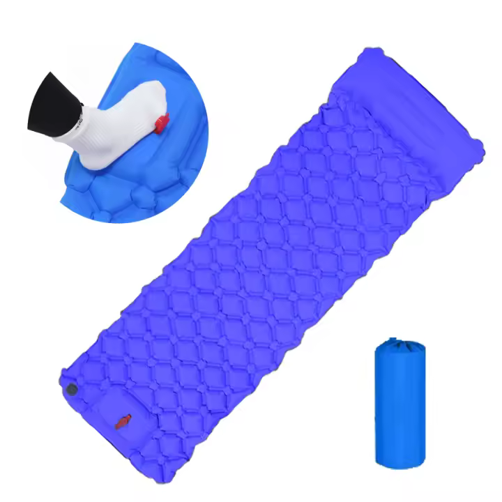 Almohadilla De Dormir Para Camping Inflable Ultraligera Con Bomba Integrada Y Soporte De Cabeza Para Viajes Y Senderismo - 1