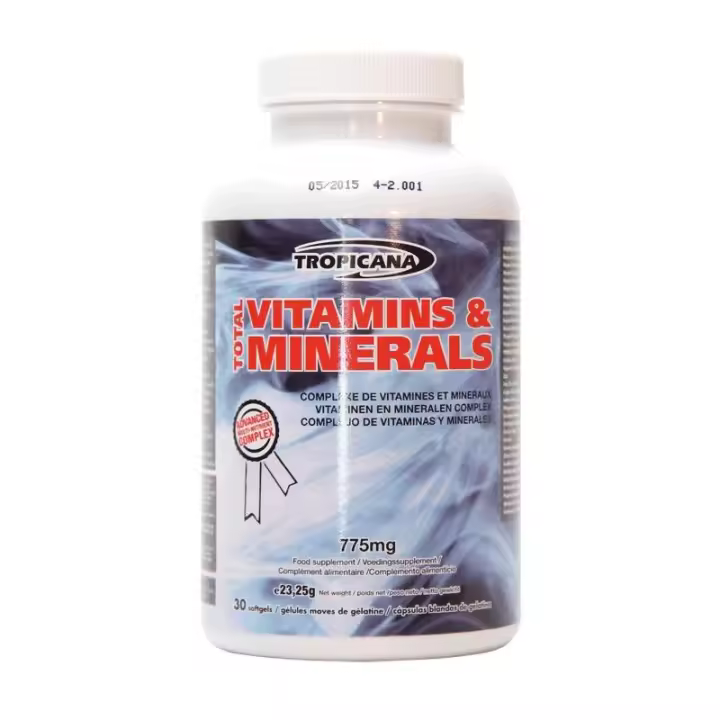 🌟 TOTAL VITAMINS & MINERALS – Multivitamínico y Mineral Completo con Ginseng, Antioxidantes y Más | 30 Cápsulas 💊- Suplemento -  Bienestar -  Vitaminas  -  Minerales  - Nutrientes esenciales - Tropicana - Olympus Sport Nutricion - 1