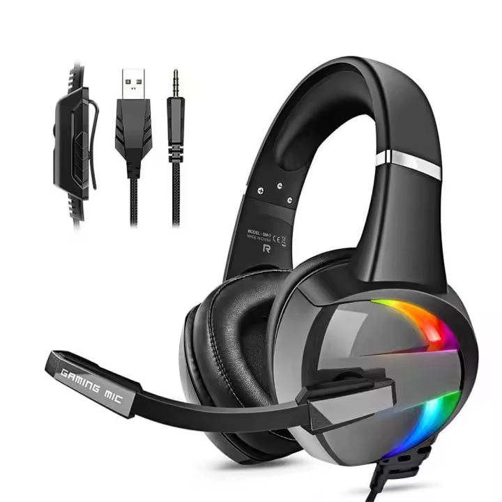 Auricular De Juego Con Micrófono Cancelación De Ruido RGB Auriculares LED Para PS5 PS4 Xbox One PC Laptop Mac Computer - 1