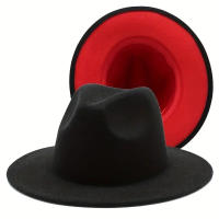 Sombrero De Vaquero Occidental De Lana Doble Cara Patchwork Felt Jazz Para Hombres Y Mujeres Sombrero Casual De Fiesta - details 1