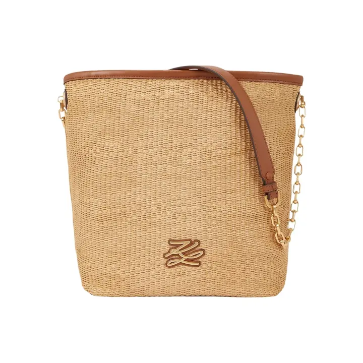 Bolso KARL LAGERFELD de Rafia Mediano Karl Autograph Color Natural - 1