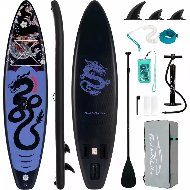 Kit Tabla Paddle Surf 335 CM + Remo Ajustable, Bomba, Mochila, Correa, Bolsa Impermeable (Dragón Violeta) - 1