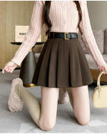 Falda Mini De Lana Invierno Para Mujer Estilo Casual Preppy High Waist A-Line Con Shorts Solido De Cintura Alta Moda Callejera - details 1